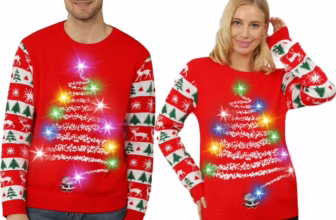 Top 5 Best Ugly Christmas Sweater Women Men,Light Up Christmas Sweater for Couples,Funny Cute Reindeer LED Xmas Tacky Sweaters Baying Guide