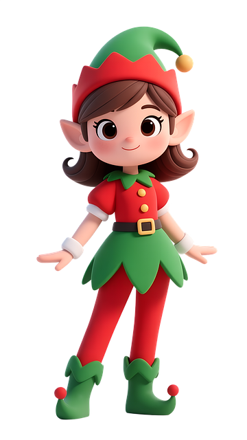 cute 3d elf girl, holiday character design, 3d christmas elf, festive 3d illustration, adorable elf, red and green elf outfit, christmas animation style, santa's helper character, 3d cartoon elf, christmas magic, festive character render, digital elf model, kawaii 3d elf, playful elf figure, north pole helper, stylized 3d character, festive outfit art, christmas decor character, cute holiday design, winter 3d illustration, merry christmas elf, charming 3d cartoon, ai generated